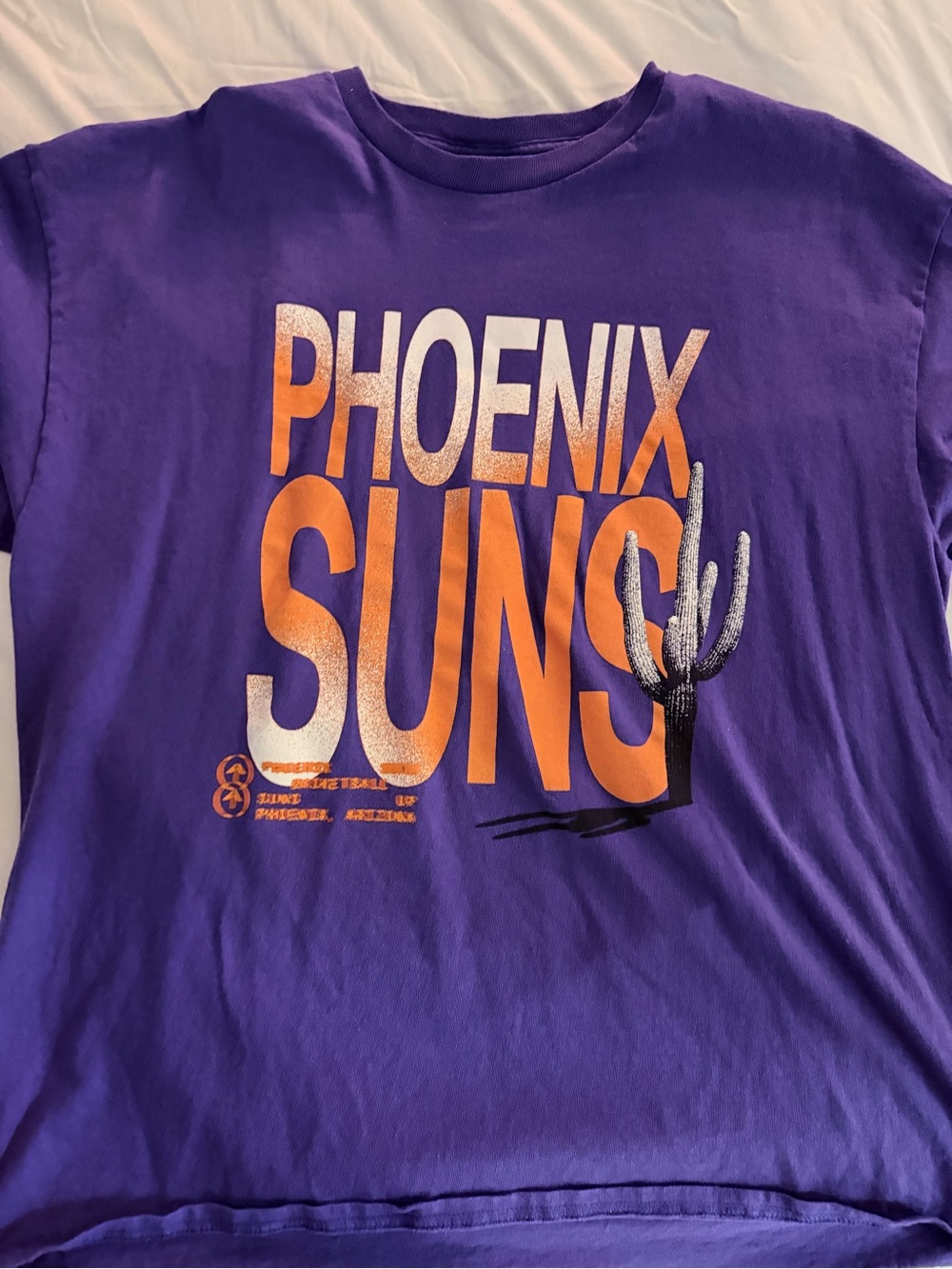 Port and Company Purple Phoenix Suns Graphic Tee with Orange Lettering